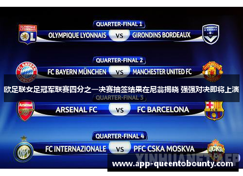 欧足联女足冠军联赛四分之一决赛抽签结果在尼翁揭晓 强强对决即将上演